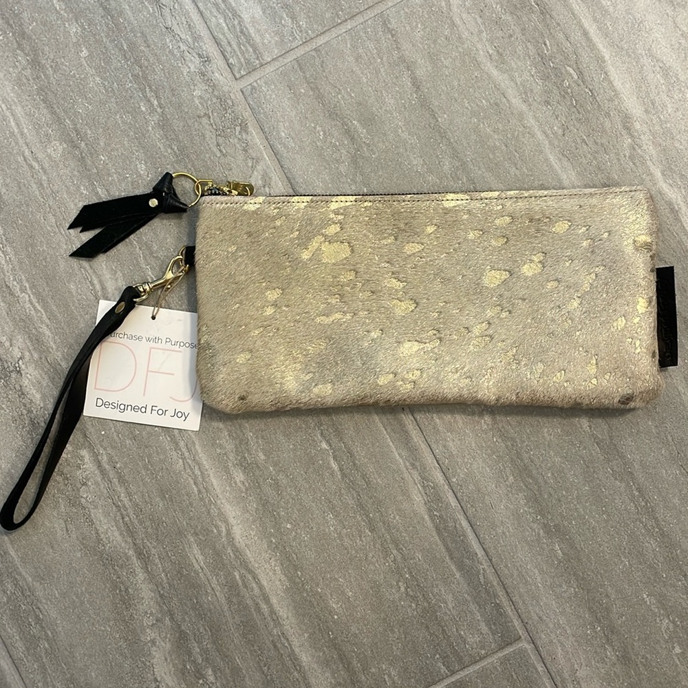 Brand New! DFJ gold wristlet